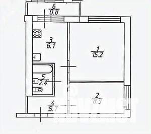 2-к квартира, вторичка, 38м2, 5/12 этаж