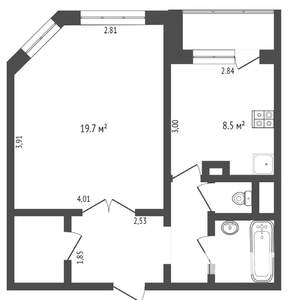 1-к квартира, вторичка, 42м2, 15/17 этаж