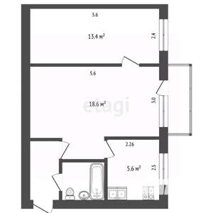 2-к квартира, вторичка, 42м2, 5/5 этаж