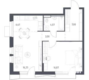 1-к квартира, вторичка, 54м2, 16/17 этаж