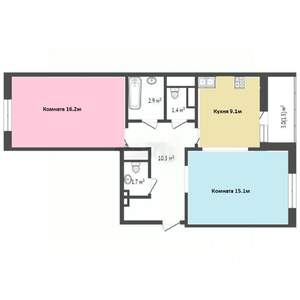 2-к квартира, вторичка, 59м2, 8/22 этаж