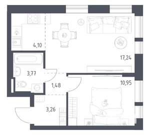 1-к квартира, вторичка, 41м2, 15/17 этаж