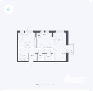 2-к квартира, вторичка, 61м2, 15/16 этаж