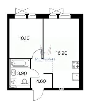 1-к квартира, вторичка, 36м2, 25/25 этаж