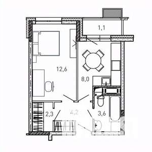 1-к квартира, вторичка, 32м2, 10/17 этаж