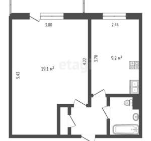 1-к квартира, вторичка, 33м2, 3/9 этаж