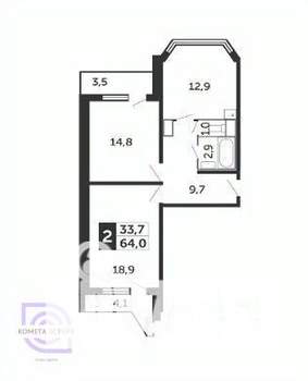 2-к квартира, вторичка, 60м2, 3/17 этаж