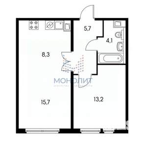 2-к квартира, вторичка, 50м2, 7/15 этаж