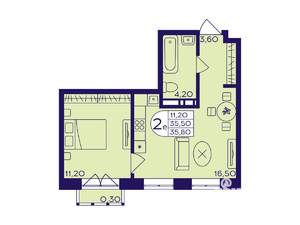 1-к квартира, вторичка, 36м2, 4/17 этаж