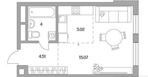 1-к квартира, вторичка, 30м2, 2/17 этаж