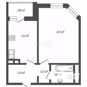 1-к квартира, вторичка, 45м2, 8/17 этаж