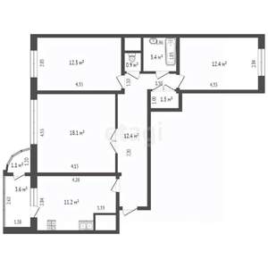 3-к квартира, вторичка, 72м2, 13/17 этаж