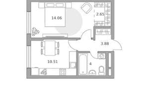 1-к квартира, вторичка, 35м2, 2/17 этаж