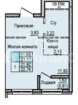 Студия квартира, вторичка, 21м2, 10/24 этаж