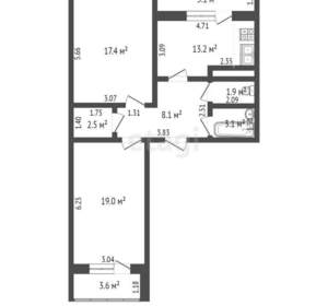 2-к квартира, вторичка, 65м2, 6/16 этаж