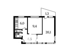 2-к квартира, вторичка, 44м2, 8/9 этаж