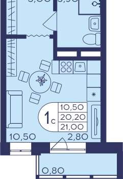 Студия квартира, вторичка, 21м2, 11/17 этаж