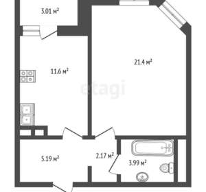 1-к квартира, вторичка, 45м2, 8/19 этаж