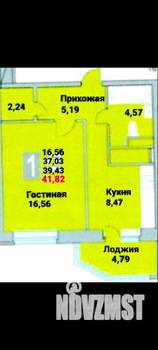 1-к квартира, вторичка, 42м2, 21/25 этаж