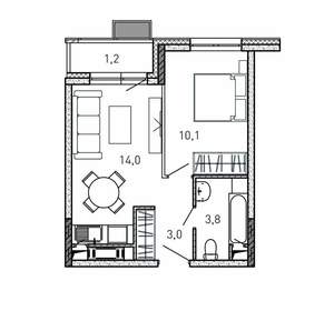 1-к квартира, вторичка, 32м2, 13/17 этаж
