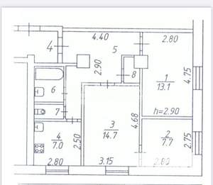 3-к квартира, вторичка, 62м2, 2/5 этаж