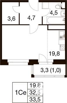 Студия квартира, вторичка, 34м2, 14/18 этаж