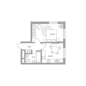 1-к квартира, вторичка, 33м2, 5/17 этаж