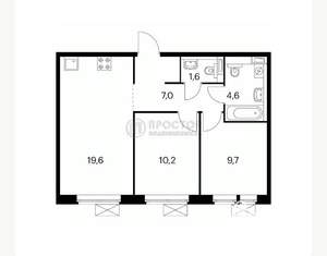 2-к квартира, вторичка, 52м2, 12/26 этаж