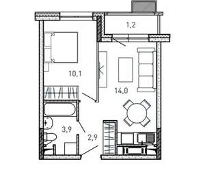 1-к квартира, вторичка, 32м2, 10/17 этаж