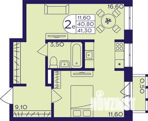 2-к квартира, строящийся дом, 41м2, 10/23 этаж
