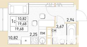 Студия квартира, вторичка, 19м2, 4/17 этаж