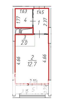 Студия квартира, вторичка, 21м2, 12/25 этаж