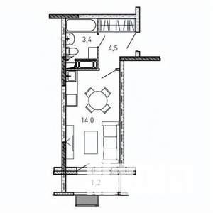 Студия квартира, вторичка, 23м2, 16/17 этаж