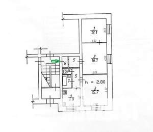 3-к квартира, вторичка, 62м2, 1/2 этаж