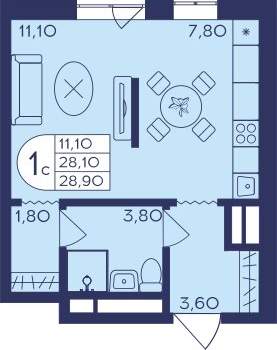 Студия квартира, вторичка, 29м2, 10/17 этаж
