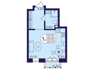 Студия квартира, вторичка, 25м2, 2/17 этаж