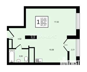 1-к квартира, вторичка, 36м2, 13/25 этаж