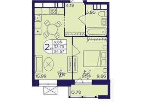 2-к квартира, вторичка, 35м2, 6/21 этаж