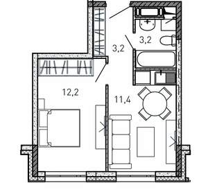 1-к квартира, вторичка, 30м2, 13/17 этаж