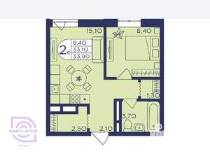 1-к квартира, вторичка, 33м2, 1/17 этаж