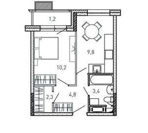 1-к квартира, вторичка, 32м2, 9/17 этаж