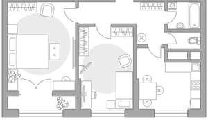 2-к квартира, строящийся дом, 55м2, 22/25 этаж