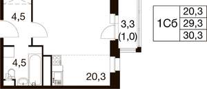Студия квартира, вторичка, 30м2, 10/17 этаж