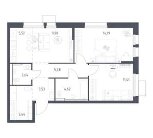 2-к квартира, вторичка, 62м2, 15/17 этаж