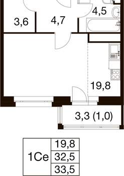 Студия квартира, вторичка, 34м2, 16/17 этаж