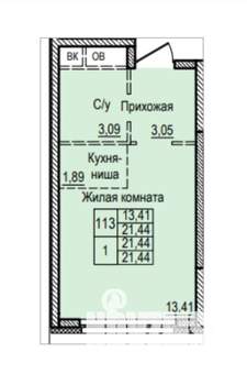 Студия квартира, вторичка, 21м2, 2/9 этаж
