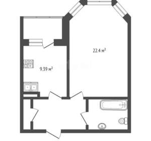 1-к квартира, вторичка, 47м2, 4/6 этаж