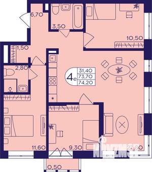 4-к квартира, вторичка, 74м2, 8/23 этаж