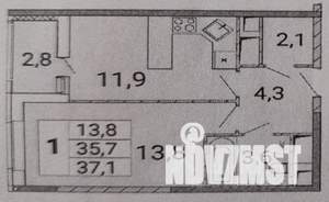 1-к квартира, вторичка, 37м2, 5/17 этаж