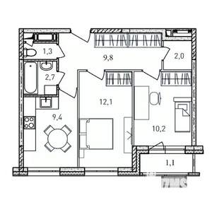 2-к квартира, вторичка, 49м2, 15/17 этаж